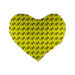 Fern Pattern 2 Yellow Standard 16  Premium Heart Shape Cushions by violetheavensky