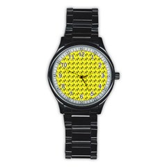 Fern Pattern 2 Yellow Stainless Steel Round Watch by violetheavensky