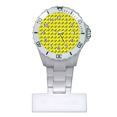 Fern Pattern 2 Yellow Plastic Nurses Watch by violetheavensky