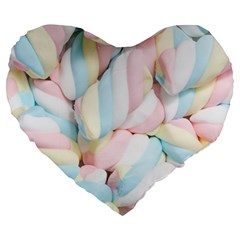 Rainbow-cake-layers Marshmallow-candy-texture Large 19  Premium Heart Shape Cushions by jellybeansanddinosaurs