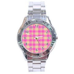 Pink Tartan 4 Stainless Steel Analogue Watch by tartantotartanspink2