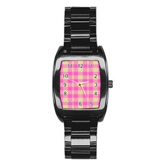 Pink Tartan 4 Stainless Steel Barrel Watch by tartantotartanspink2