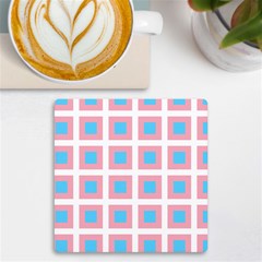 Trans Flag Squared Plaid Uv Print Square Tile Coaster  by WetdryvacsLair