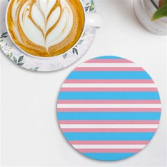 Trans Flag Stripes Uv Print Round Tile Coaster by WetdryvacsLair