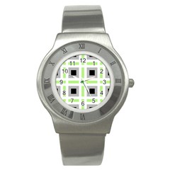 Agender Flag Plaid Stainless Steel Watch by WetdryvacsLair