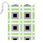 Agender Flag Plaid Drawstring Pouch (4XL) Back