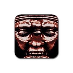 Creepy Head Portrait Artwork Rubber Coaster (square) by dflcprintsclothing