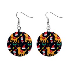 Funny Christmas Pattern Background Mini Button Earrings by Jancukart