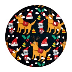 Funny Christmas Pattern Background Round Filigree Ornament (two Sides) by Jancukart