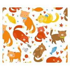 Seamless Pattern With Kittens White Background Double Sided Flano Blanket (small)  by Jancukart