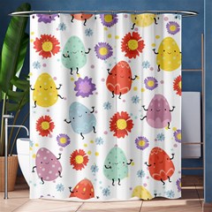 Easter Seamless Pattern With Cute Eggs Flowers Shower Curtain 60  X 72  (medium)  by Jancukart