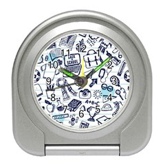 Hand-drawn-back-school-pattern Travel Alarm Clock by Jancukart