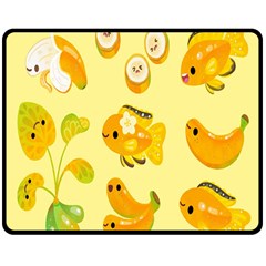 Banana Cichlid Double Sided Fleece Blanket (medium)  by artworkshop