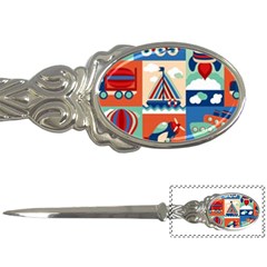 Toy-transport-cartoon-seamless-pattern-with-airplane-aerostat-sail-yacht-vector-illustration Letter Opener by Jancukart