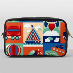 Toy-transport-cartoon-seamless-pattern-with-airplane-aerostat-sail-yacht-vector-illustration Toiletries Bag (one Side) by Jancukart