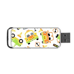 Seamless-pattern-vector-illustration-vehicles-cartoon Portable Usb Flash (one Side) by Jancukart