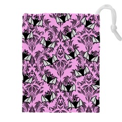 Pink Bats Drawstring Pouch (5xl) by NerdySparkleGoth