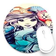 Beautifull Ariel Little Mermaid  Painting Round Mousepads by artworkshop