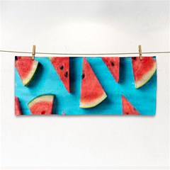 Watermelon Blue Background Hand Towel by artworkshop