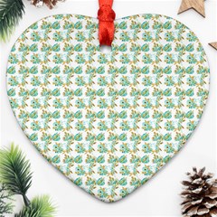 Flowers Pattern Heart Ornament (two Sides) by Sparkle