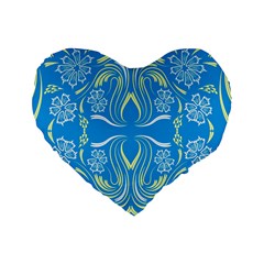 Folk Flowers Print Floral Pattern Ethnic Art Standard 16  Premium Heart Shape Cushions by Eskimos