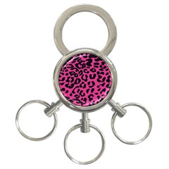 Leopard Print Jaguar Dots Pink Neon 3-ring Key Chain by ConteMonfrey