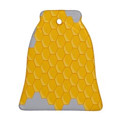 Hexagons Yellow Honeycomb Hive Bee Hive Pattern Ornament (bell) by artworkshop