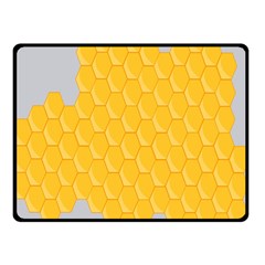 Hexagons Yellow Honeycomb Hive Bee Hive Pattern Double Sided Fleece Blanket (small)  by artworkshop