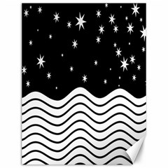 Black And White Waves And Stars Abstract Backdrop Clipart Canvas 12  X 16  by Amaryn4rt