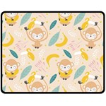 Cute-monkey-banana-seamless-pattern-background Fleece Blanket (Medium)  60 x50  Blanket Front