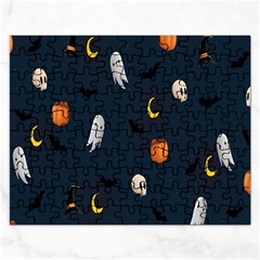 Halloween Ghost Pumpkin Bat Skull Rectangular Jigsaw Puzzl by artworkshop