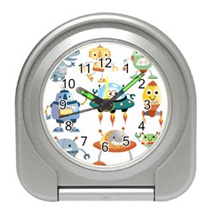 Vector-set-funny-robots-cartoon Travel Alarm Clock by Jancukart