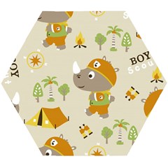 Seamless-pattern-vector-with-funny-boy-scout-scout-day-background Wooden Puzzle Hexagon by Jancukart