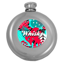 Leaves Palms Monstera Hip Flask (round) by flowerland