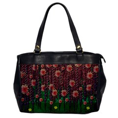 Floral Vines Over Lotus Pond In Meditative Tropical Style Oversize Office Handbag by pepitasart