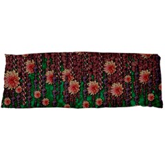 Floral Vines Over Lotus Pond In Meditative Tropical Style Body Pillow Case Dakimakura (two Sides) by pepitasart