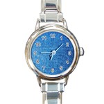 Jeans Blue  Round Italian Charm Watch Front