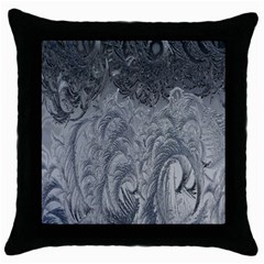 Ice Frost Crystals Throw Pillow Case (black) by artworkshop