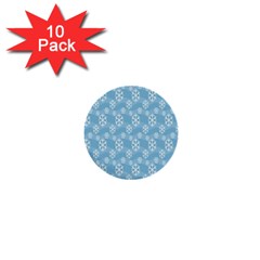 Snowflakes, White Blue 1  Mini Buttons (10 Pack)  by nateshop