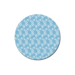 Snowflakes, White Blue Magnet 3  (round) by nateshop