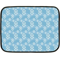 Snowflakes, White Blue Double Sided Fleece Blanket (mini)  by nateshop