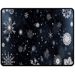 Snowflakes,white,black Fleece Blanket (medium)  by nateshop