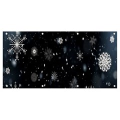 Snowflakes,white,black Banner And Sign 8  X 4  by nateshop