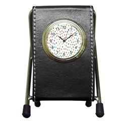 Snowflakes,colors Of The Rainbow Pen Holder Desk Clock by nateshop