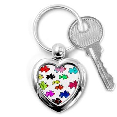 Fish Fishes Marine Life Swimming Water Key Chain (heart) by Sapixe