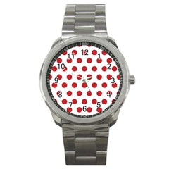 Polka-dots-white Red Sport Metal Watch by nateshop