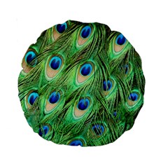 Peacock-green Standard 15  Premium Round Cushions by nateshop