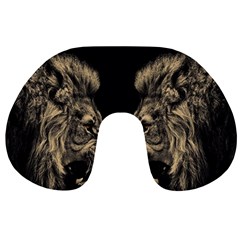 Animalsangry Male Lions Conflict Travel Neck Pillow by Jancukart