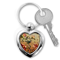 Flower Cubism Mosaic Vintage Key Chain (heart) by Jancukart