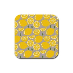 Lemon Wallpaper Rubber Square Coaster (4 Pack) by artworkshop